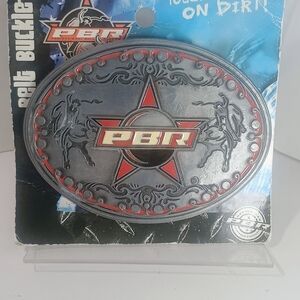 PBR Western Belt Buckle - Black and Red